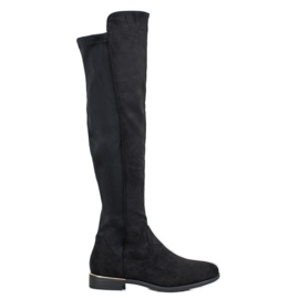 Super Me Semišové stehenní boty černý