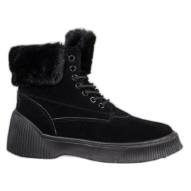 SHELOVET Módní Taperki na platformě černý