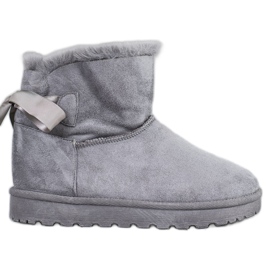 SHELOVET Teplý Mukluki S Mašlí šedá SHELOVET Teplý Mukluki S Mašlí šedá