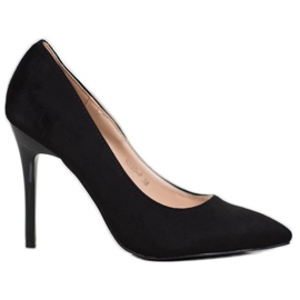 R'S Semišové podpatky černý