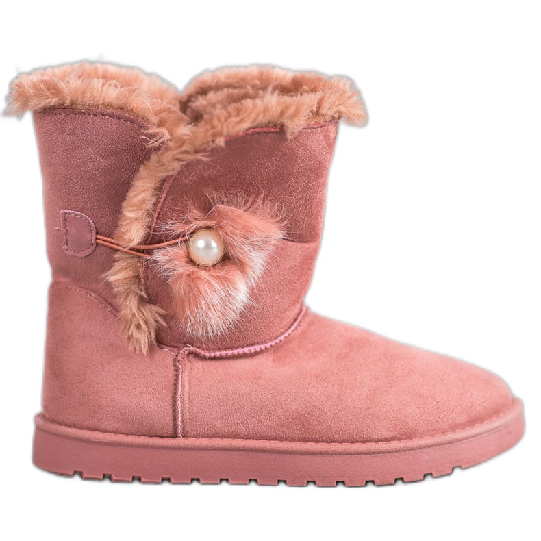 SHELOVET Mukluki s perlou růžový