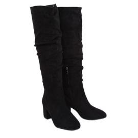 Černé kozačky na nízkém podpatku G-279 Black černý