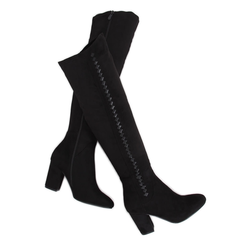 Černé kozačky na vysokém podpatku 7539-GG Black černá