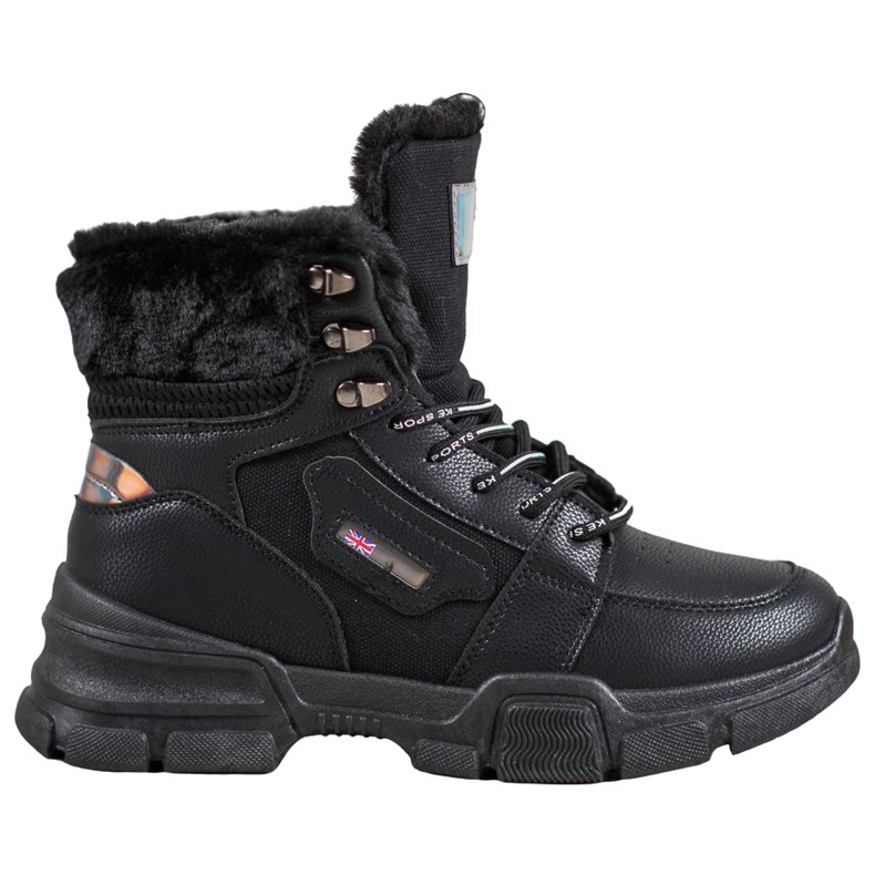 Yes Mile Tenisky s kožešinou černá