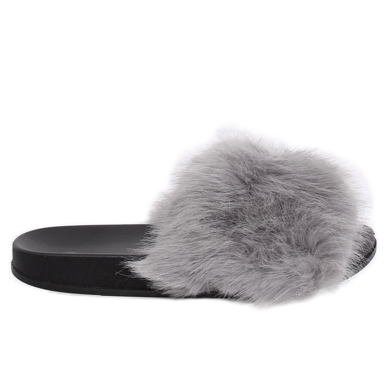 Šedé pantofle s kožešinou CK107P Šedá