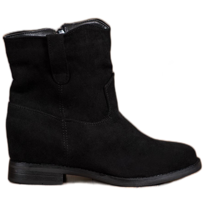 Ideal Shoes Teplé kovbojské boty na klínku černá Ideal Shoes Teplé kovbojské boty na klínku černá