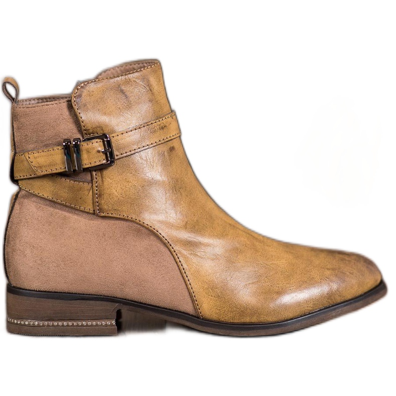 Super Mode Boty s kubickým zirkonem hnědý Super Mode Boty s kubickým zirkonem hnědý