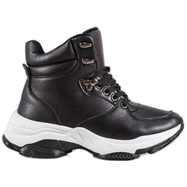 Ideal Shoes Eko kožené tenisky černá