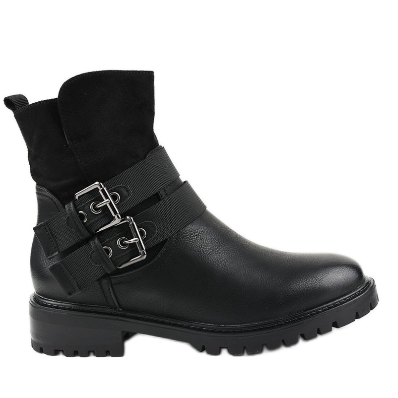 Černé ploché zateplené boty M386 černá Černé ploché zateplené boty M386 černá