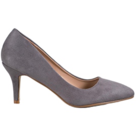 SHELOVET Černé semišové lodičky šedá SHELOVET Černé semišové lodičky šedá