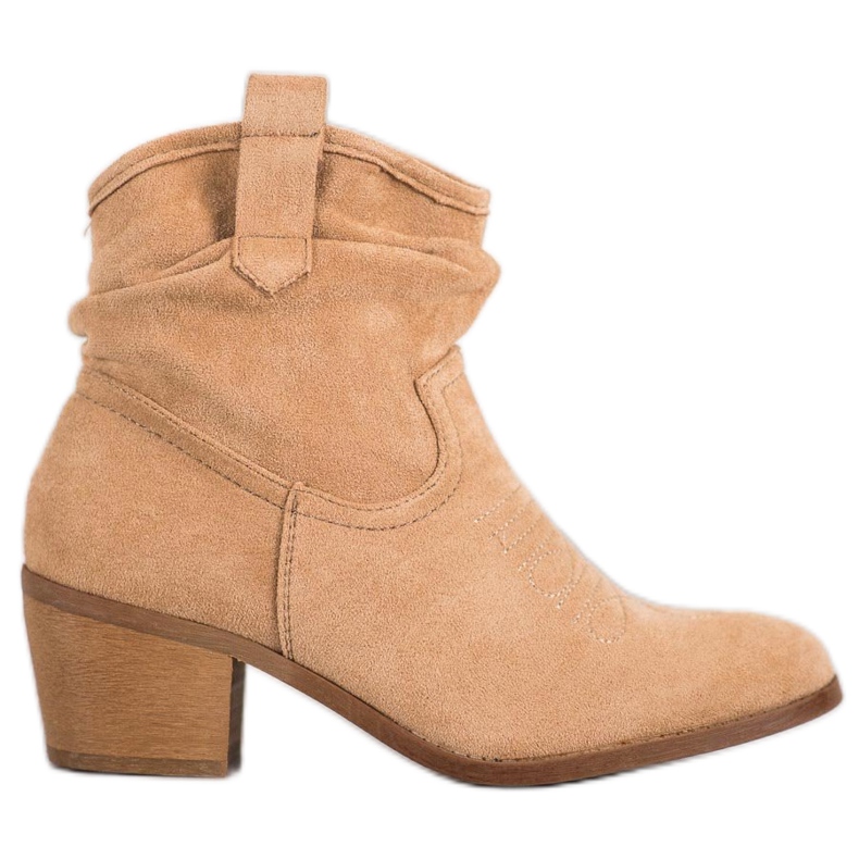 Super Mode Pohodlné kovbojské boty na sloupku hnědý