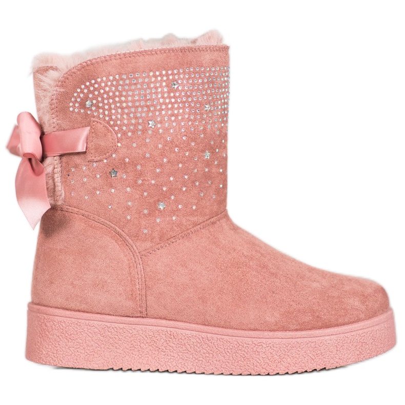 SHELOVET Mukluki s kubickými zirkony růžový