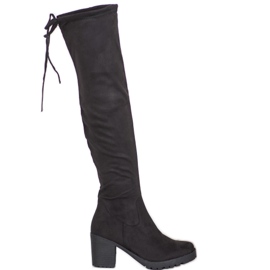 SHELOVET Boty na semišové platformě černý