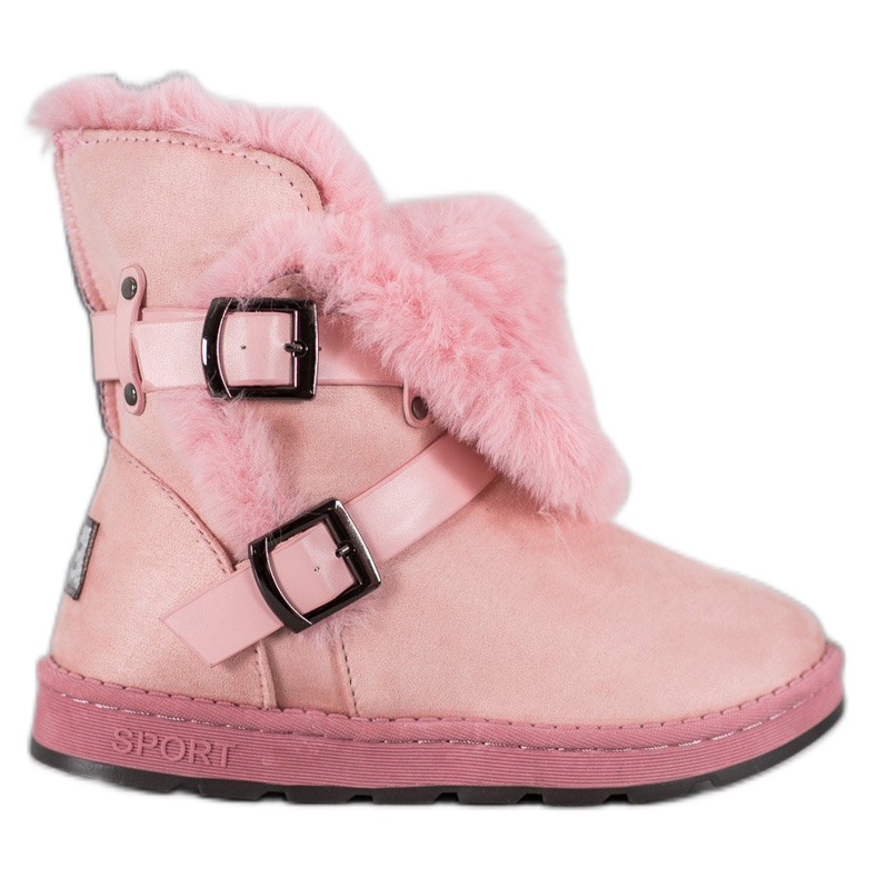 Bona Semiš Mukluki s pruhy růžový