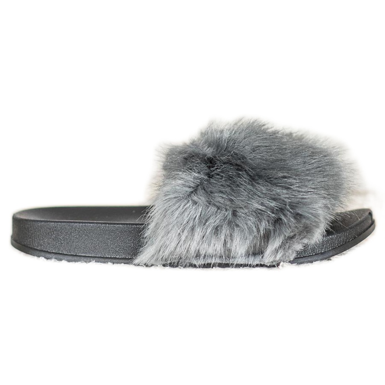 SHELOVET Pohodlné kožešinové pantofle šedá