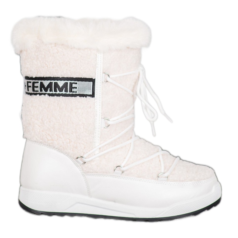 Small Swan Módní šněrovací sněhové boty bílý