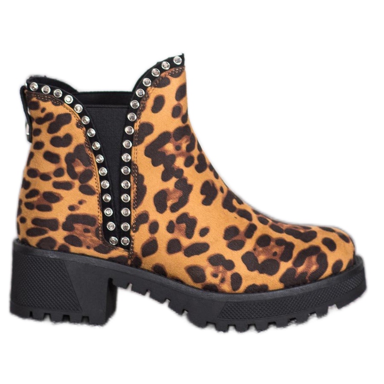 SDS Chelsea boty s leopardím potiskem hnědý