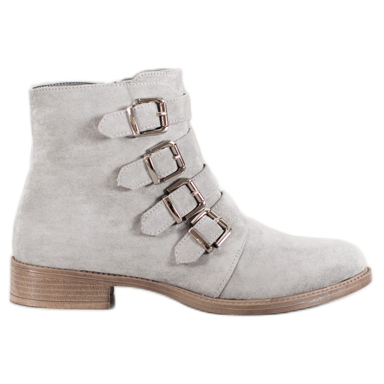 Sergio Leone Semišové kozačky se sponami šedá