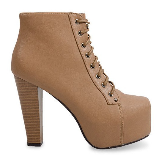 Pevné boty na podpatku 9502 Khaki