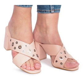 Růžové pantofle na vysokém podpatku Make A Move růžový Růžové pantofle na vysokém podpatku Make A Move růžový