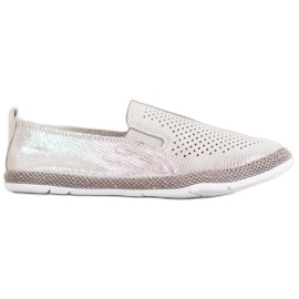Goodin Prolamované kožené espadrilky šedá žluť
