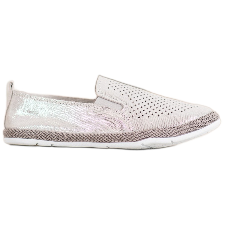 Goodin Prolamované kožené espadrilky šedá žlutá