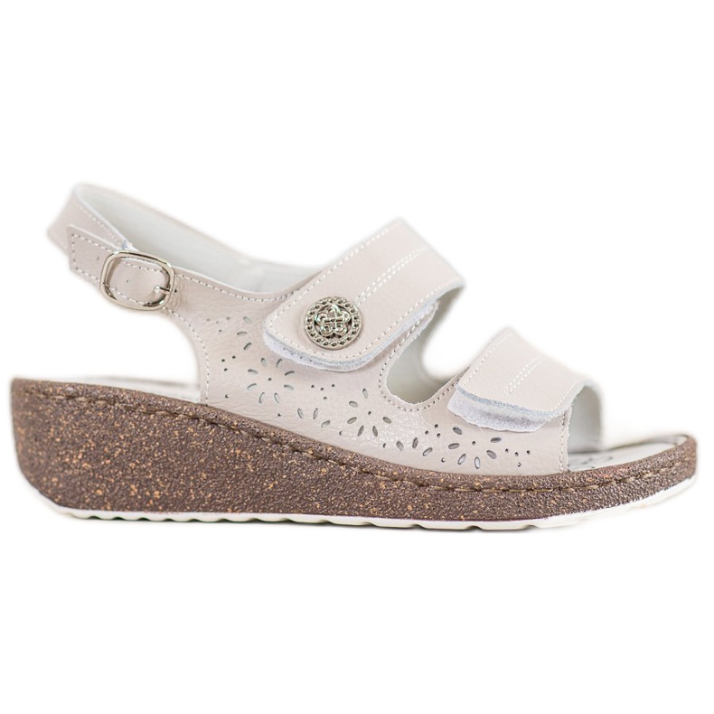 Goodin Kožené sandály na klínku hnědý