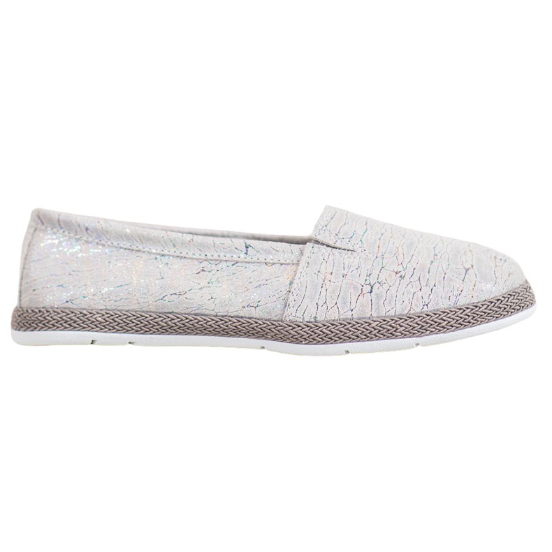 Goodin Kožené balerínky s efektem holo šedá