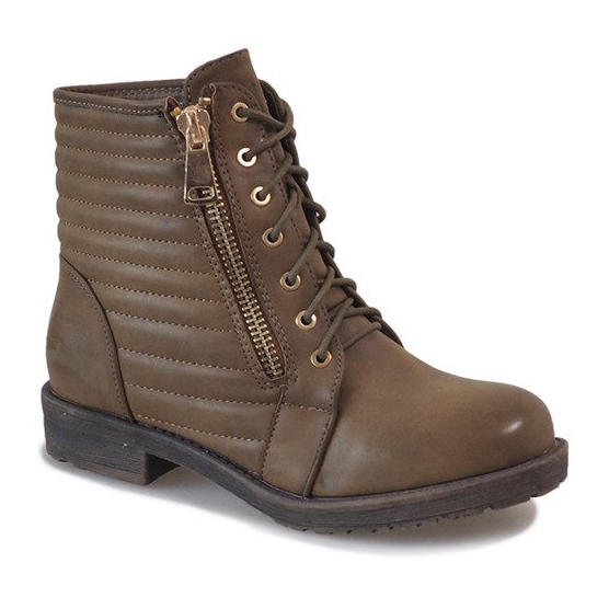 Khaki prošívané boty 1548 vícebarevný zelená