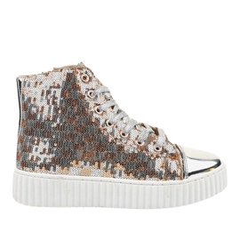 Stříbrné tenisky na platformě se 1761 zipy šedá