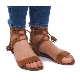 Sandály Boho 8-38 Camel Suede hnědý