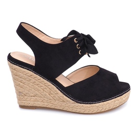 Sandály na klínu Espadrilles B2909 Black černý