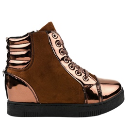 Hnědé lakované semišové tenisky TL-57 hnědý