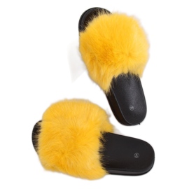 Žluté CK107P Žluté kožešinové pantofle žlutá Žluté CK107P Žluté kožešinové pantofle žlutá