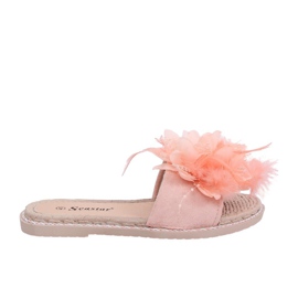 Dámské růžové pantofle s peřím CK131P Pink růžový Dámské růžové pantofle s peřím CK131P Pink růžový