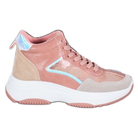 Ideal Shoes Vysoké boty na platformě růžový vícebarevný