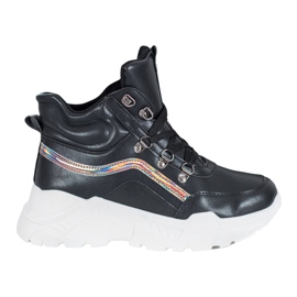 Ideal Shoes Módní boty černá Ideal Shoes Módní boty černá