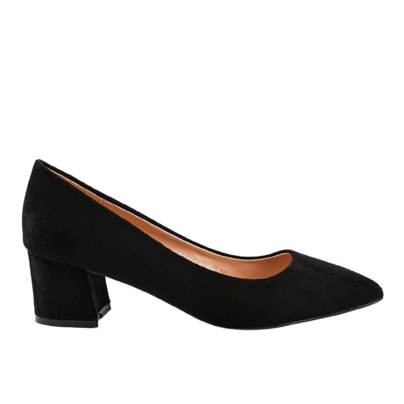 Černé semišové lodičky na sloupku FM1089 černá