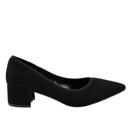 Černé semišové lodičky na sloupku L436 černá Černé semišové lodičky na sloupku L436 černá