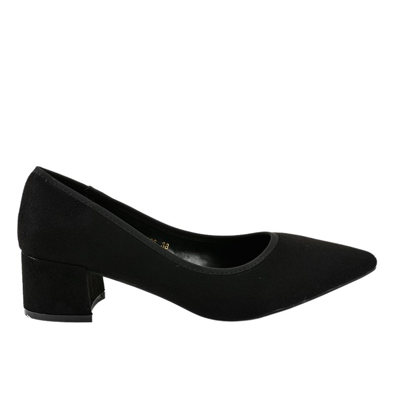 Černé semišové lodičky na sloupku L436 černá