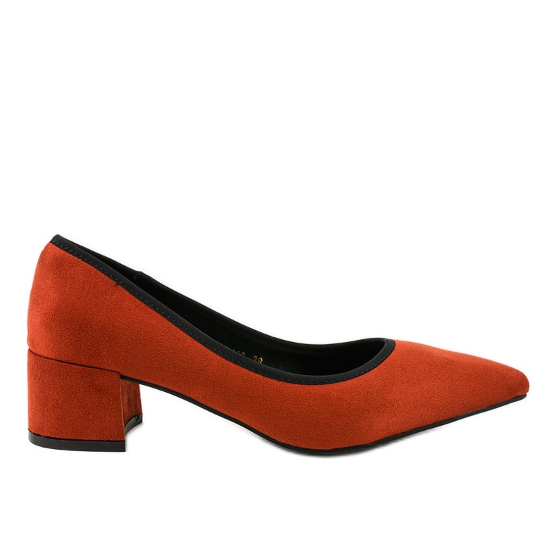 Černé semišové lodičky na sloupku L436 červené