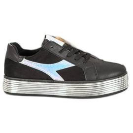 Ideal Shoes Tenisky s efektem Holo černý žluť