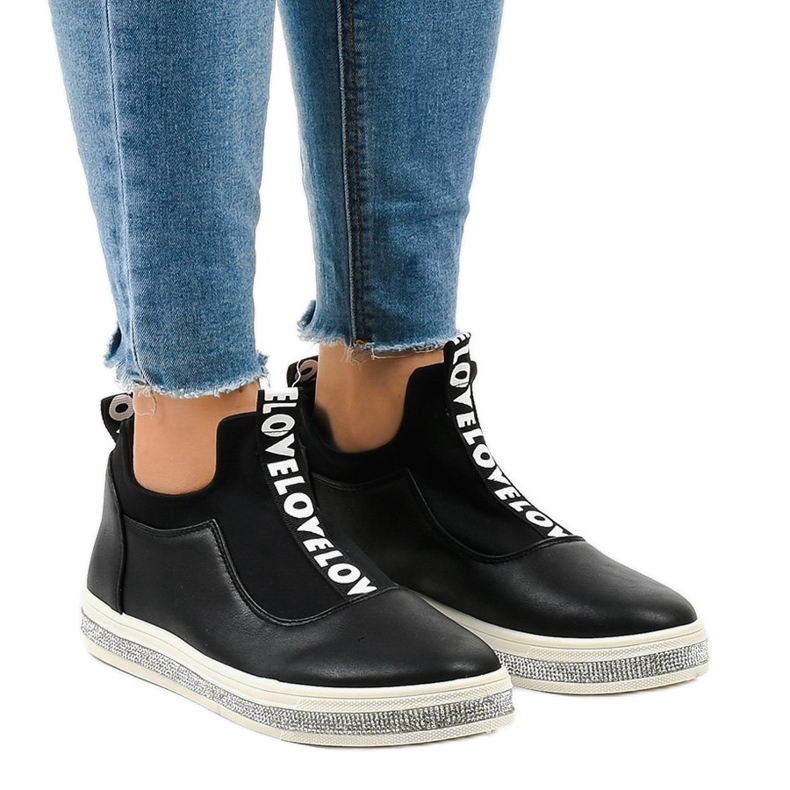 Černé nazouvací tenisky Lycra 1155-Y černá Černé nazouvací tenisky Lycra 1155-Y černá