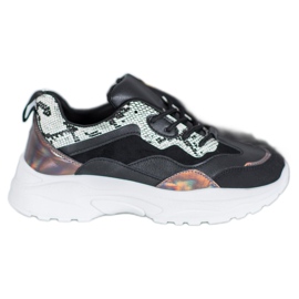 SHELOVET Svázané tenisky s eko kůží černá vícebarevný