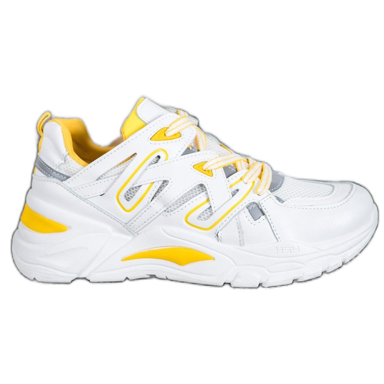 Small Swan Pohodlné ekologické kožené tenisky bílý žlutá