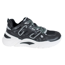 Small Swan Pohodlné ekologické kožené tenisky černá Small Swan Pohodlné ekologické kožené tenisky černá