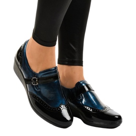 Černé klínové boty 7-9021 černá námořnická modrá Černé klínové boty 7-9021 černá námořnická modrá