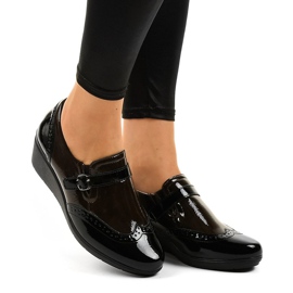 Černé klínové boty 7-9021 hnědý černý