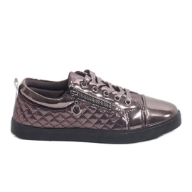 Tmavě stříbrné módní dámské tenisky R19-10 šedá