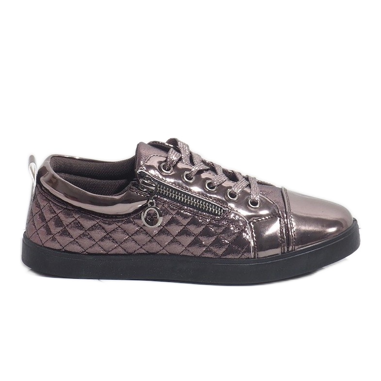 Tmavě stříbrné módní dámské tenisky R19-10 šedá